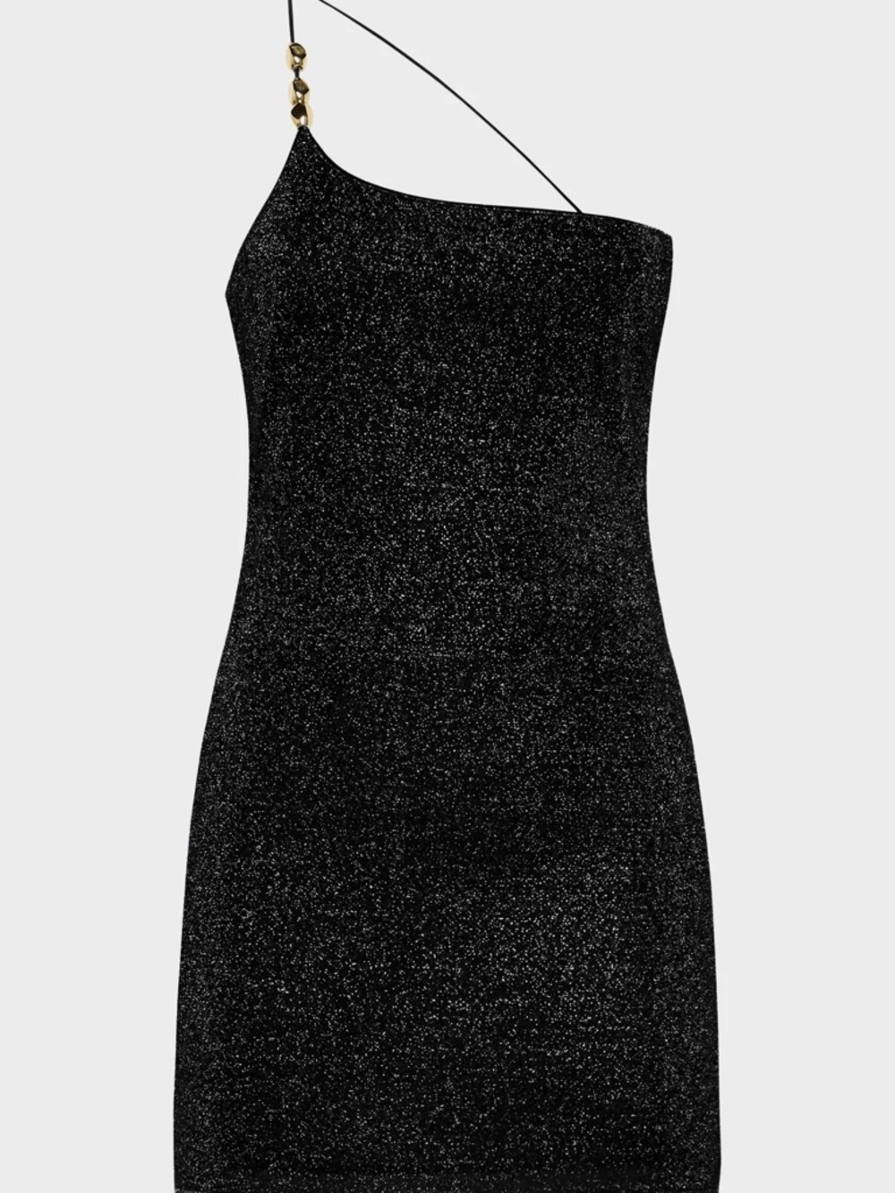Oseree Black One-Shoulder Sparkle Mini Dress